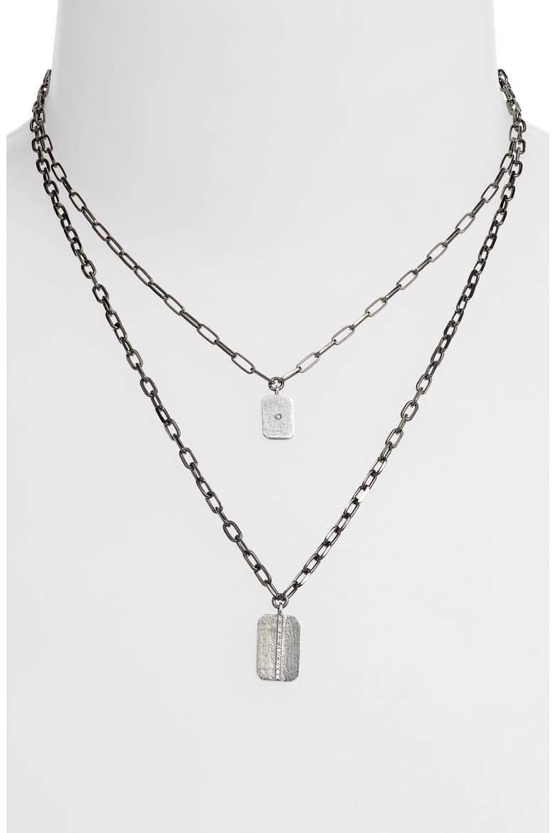 Lara Layered Rectangular Pendant Necklace, Alternate, color, BLACK