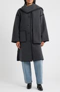 BCBG Embroidered Trim Long Scarf Coat