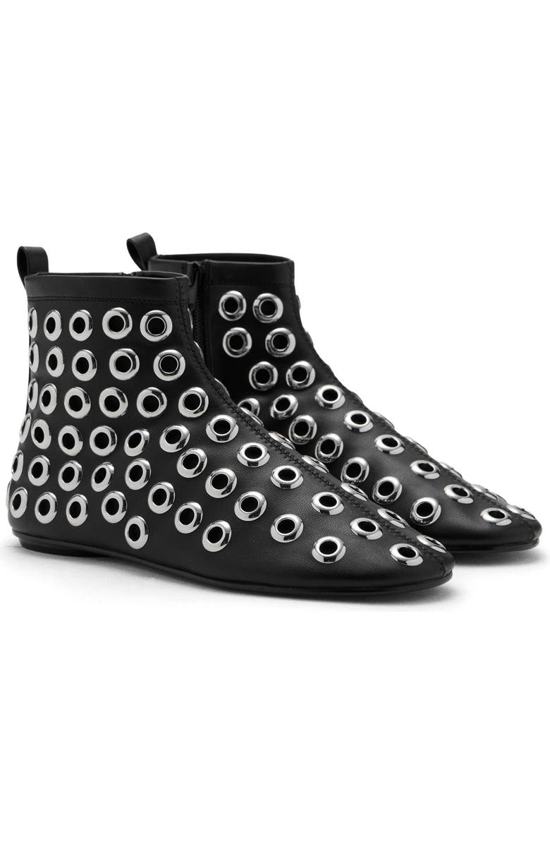 MANGO Faux Leather Ankle Boot with Eyelets, Main, color, Black