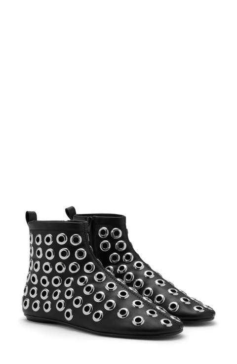 Faux Leather Ankle Boot with Eyelets (Women)