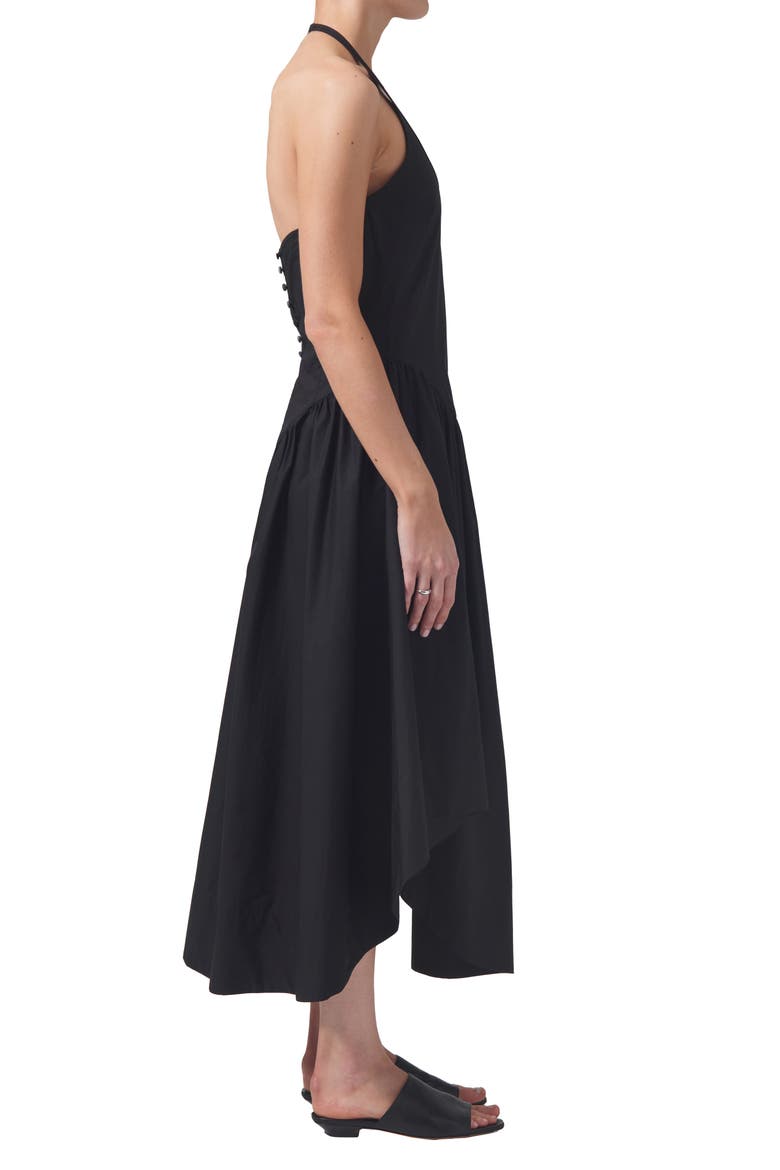 Poppi Handkerchief Hem Cotton Halter Dress, Alternate, color, BLACK