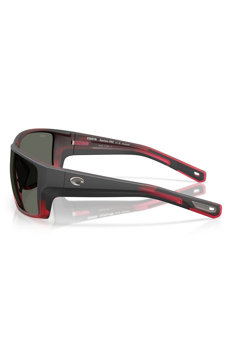 Costa Del Mar 63mm Polarized Oversize Rectangular Sunglasses, Alternate, color, Red Sky/ Gray 580G