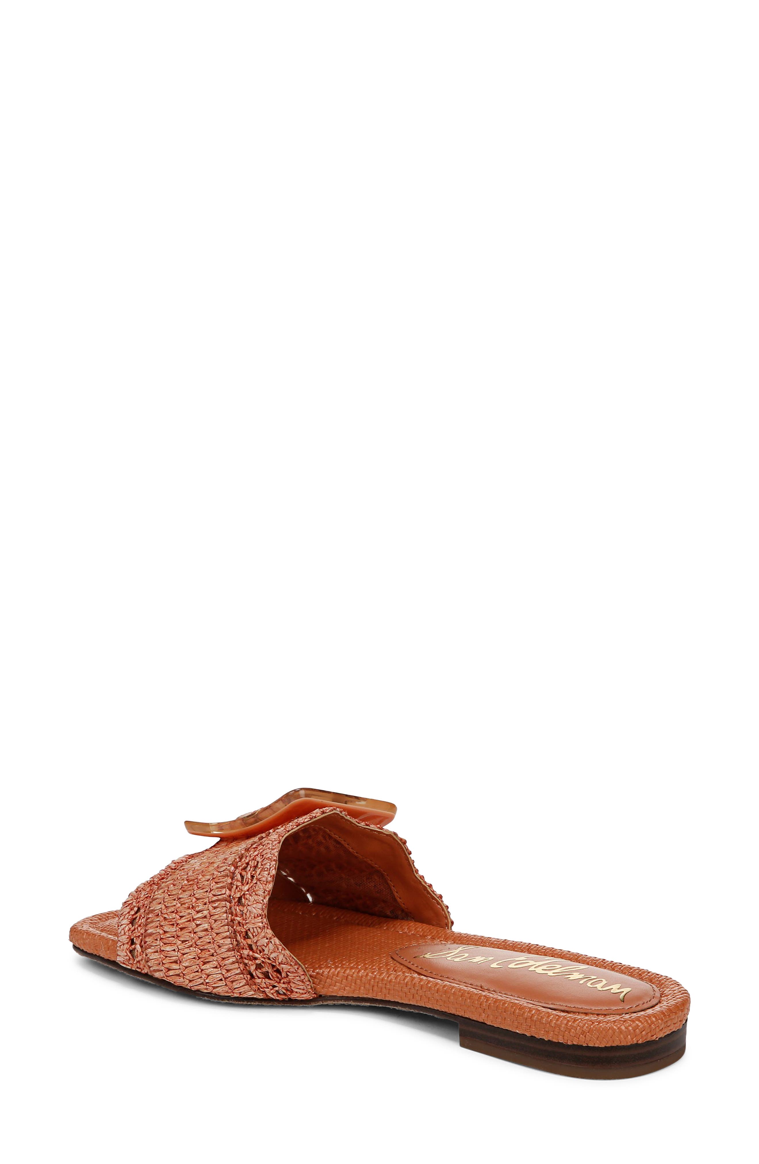 Bambi Raffia Buckle Slide Sandal, Alternate, color, STUCCO CORAL