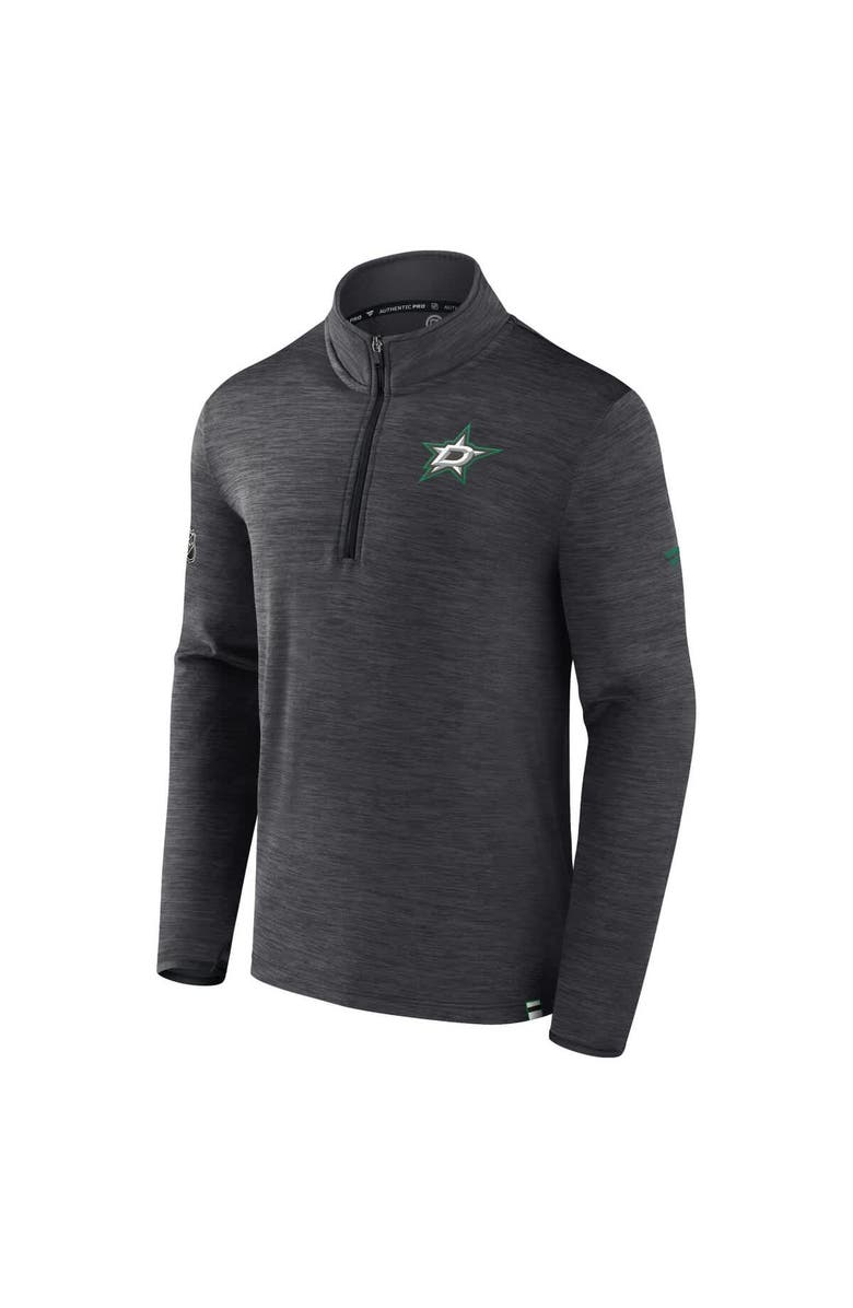 FANATICS Men's Fanatics  Heather Charcoal Dallas Stars Authentic Pro Lightweight Quarter-Zip Pullover, Alternate, color, 