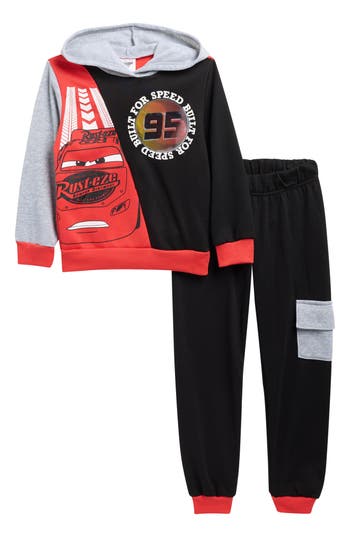 Happy Threads Kids' Cars Lenticular Hoodie & Joggers Set In Black