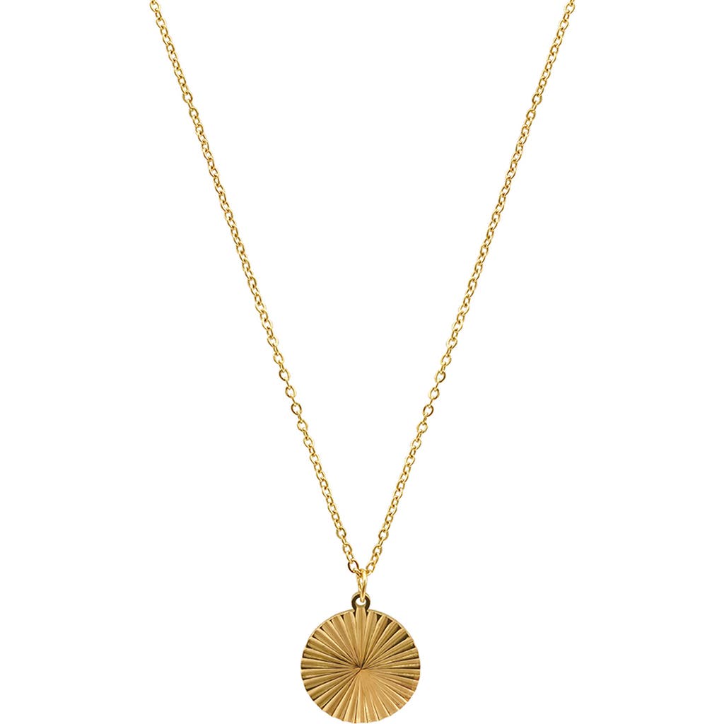 Adornia 14K Gold Plated Water Resistant Medallion Burst Pendant Necklace in Yellow at Nordstrom Rack