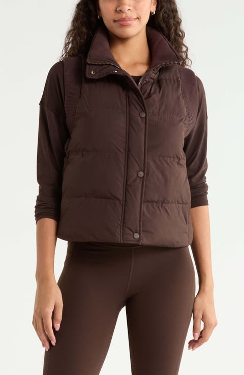 Rib Trim Puffer Vest