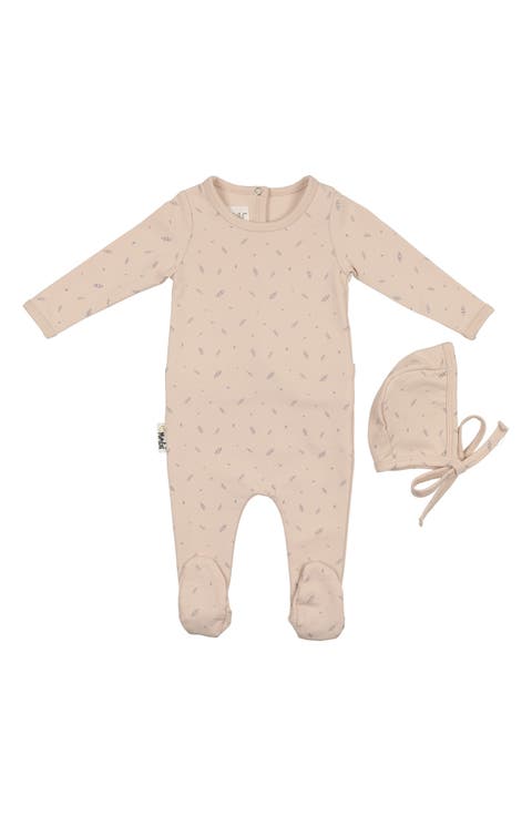 Elegant Leaves Footie & Hat Set (Baby)