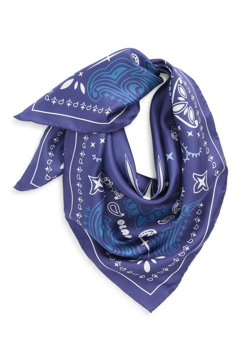 Paisley Silk Bandana, Main, color, MIDNIGHT NAVY
