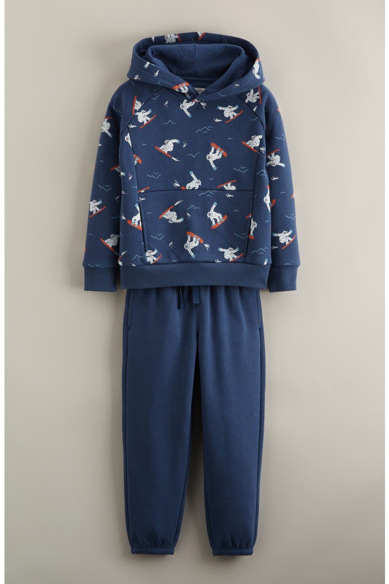 Kids' Print Hoodie & Joggers Set, Main, color, NAVY YETI SNOWBOARD- NAVY