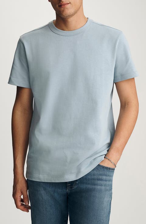 Dusty Blue Cotton Crewneck T-Shirt