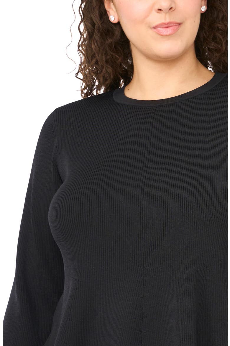 Rib Peplum Sweater, Alternate, color, RICH BLACK
