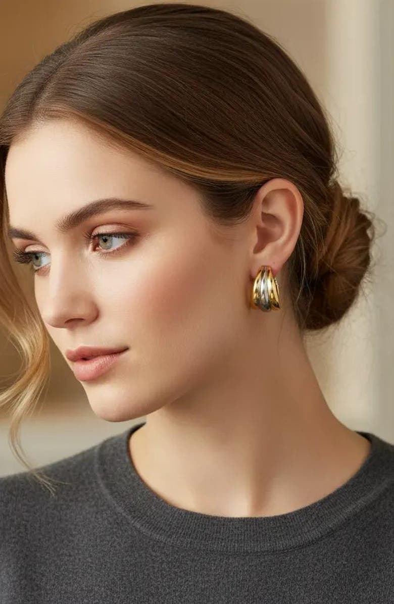 RIVKA FRIEDMAN Two Tone Hoop Earrings, Alternate, color, Two Tone