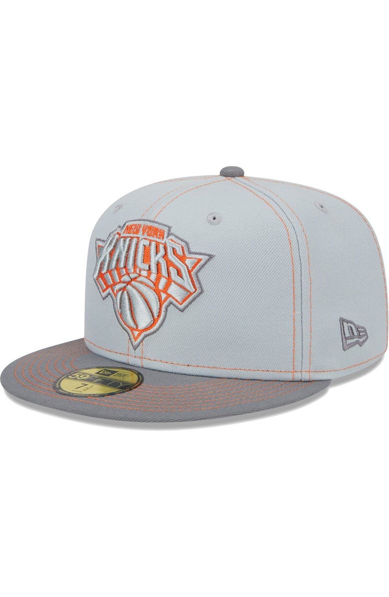 New Era Men's New Era Gray New York Knicks Color Pop 59FIFTY Fitted Hat, Alternate, color,