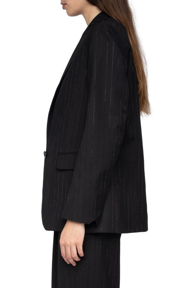 Zadig & Voltaire Valse Metallic Stripe Jacket, Alternate, color, Black