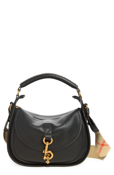 Small B Clip Leather Messenger Crossbody Bag