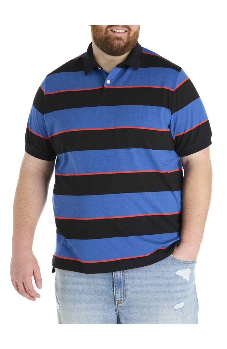 Harbor Bay by DXL Big & Tall Rugby Striped Polo Shirt, Main, color, Caviar Multi