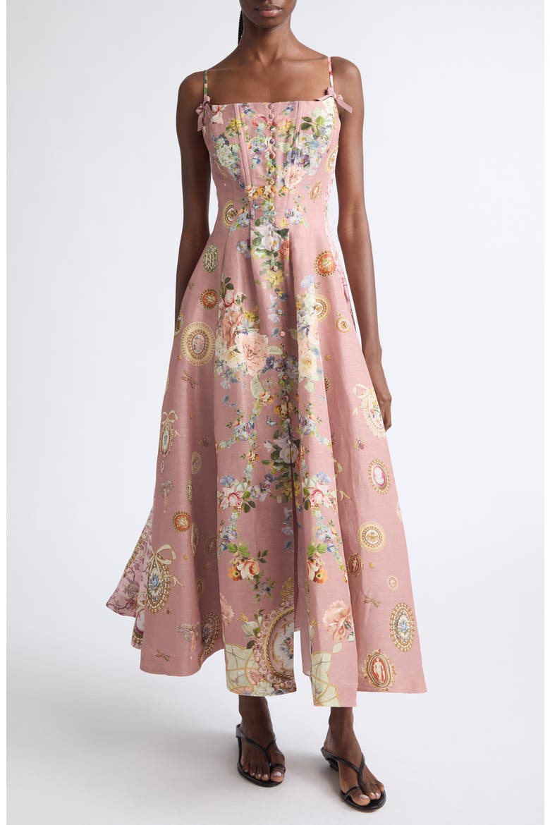 Asymmetric Multi Frill Silk Dress, Main, color, CHAMBER OF BLOOMS