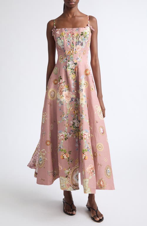 Camilla Asymmetric Multi Frill Silk Dress in Chamber Of Blooms at Nordstrom, Size Medium