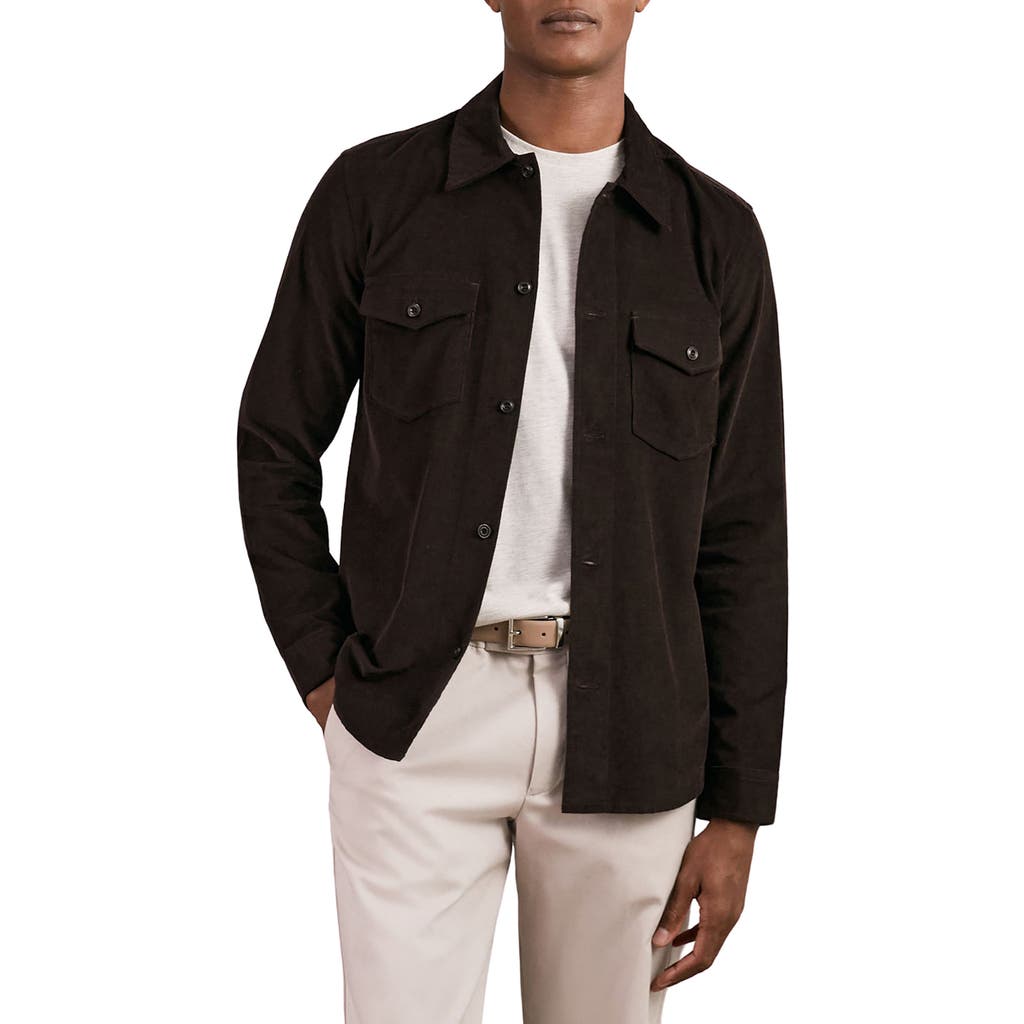 Reiss Mens Khaki Green Liam Patch-pocket Wool-blend Overshirt Xs In Brown