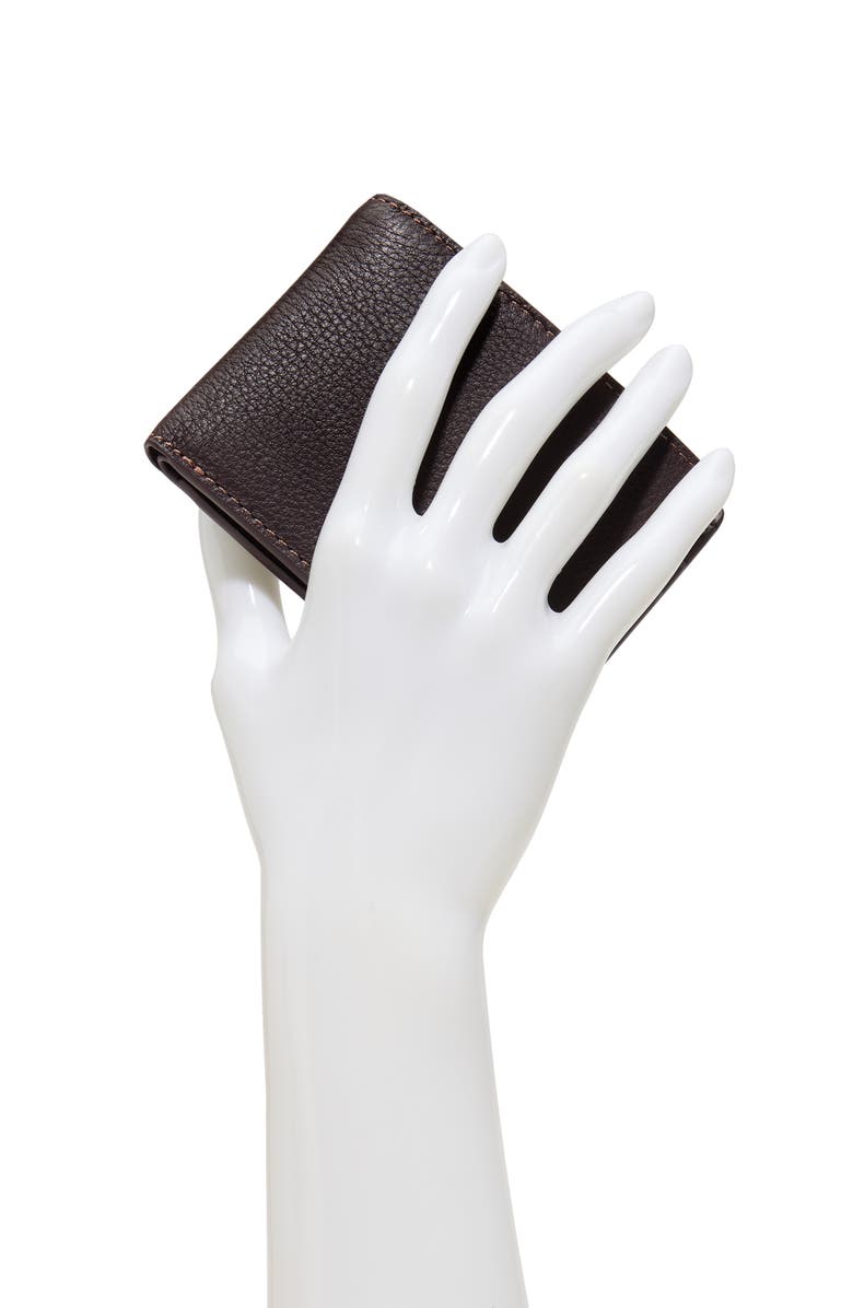 Brooks Brothers Brower Bifold Pebbled Leather Wallet, Alternate, color, Dark Brown