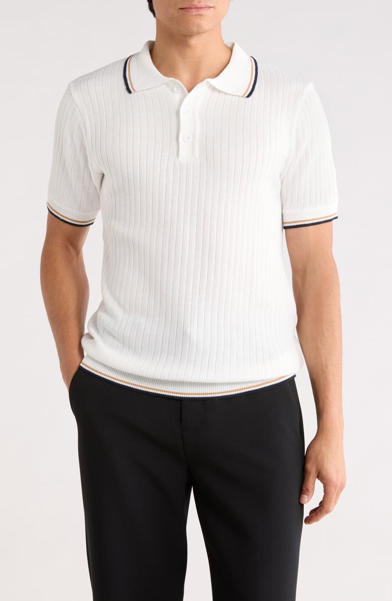 TOM BAINE Knit Polo Sweater, Main, color, White