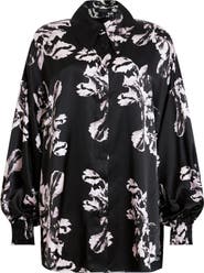 AllSaints Charli Floral Satin Button-Up Shirt