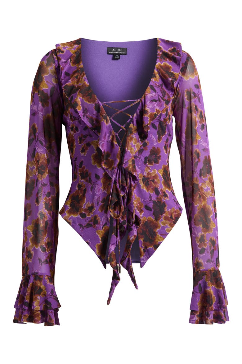 Cadence Floral Ruffle Top, Alternate, color, VIOLET HAZE FLORAL