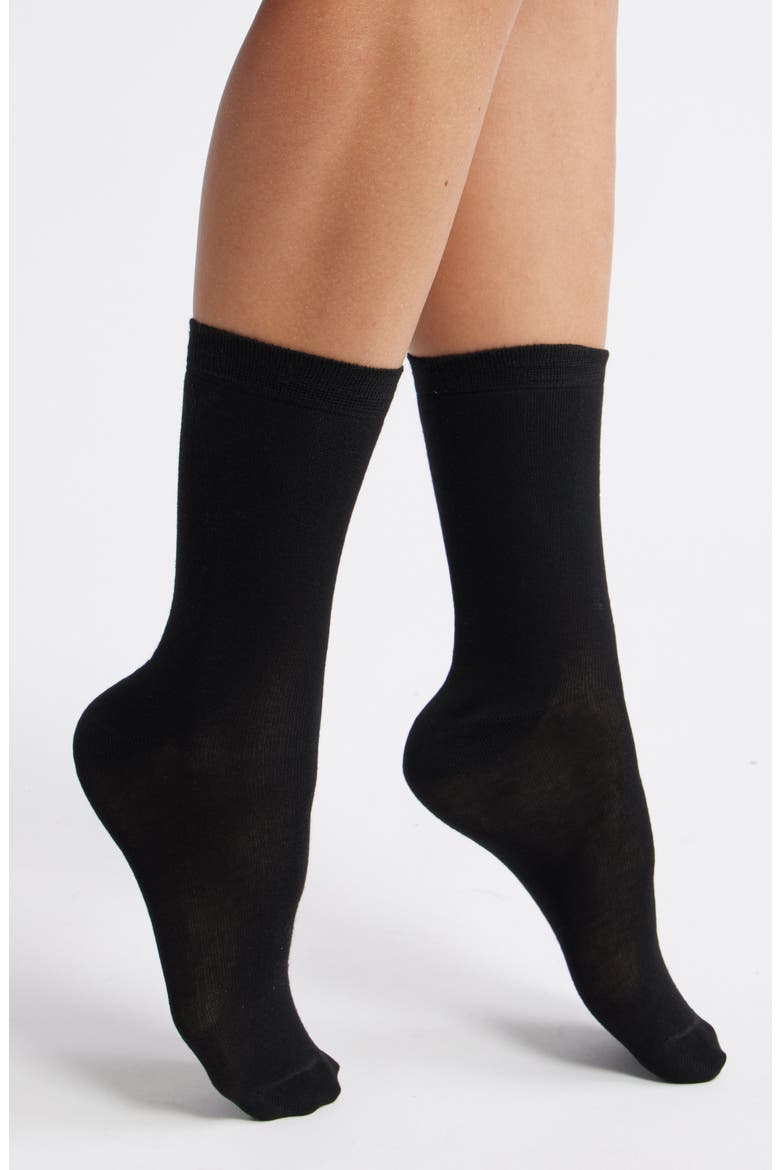 Lightweight Crew Socks, Main, color, BLACK