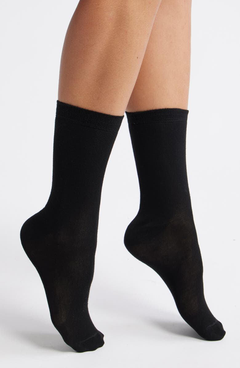 Nordstrom Lightweight Crew Socks, Main, color, Black
