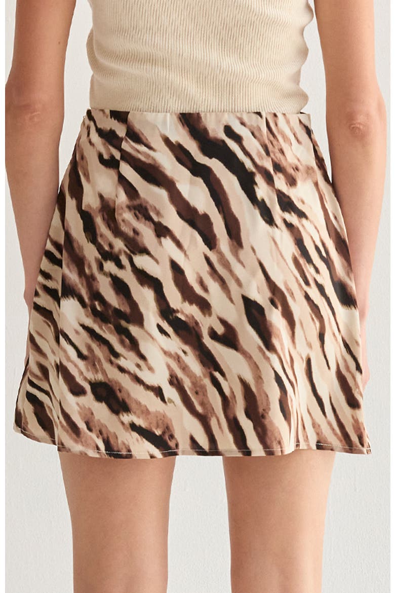 Abstract Animal Print Mini Skirt, Alternate, color, Brown