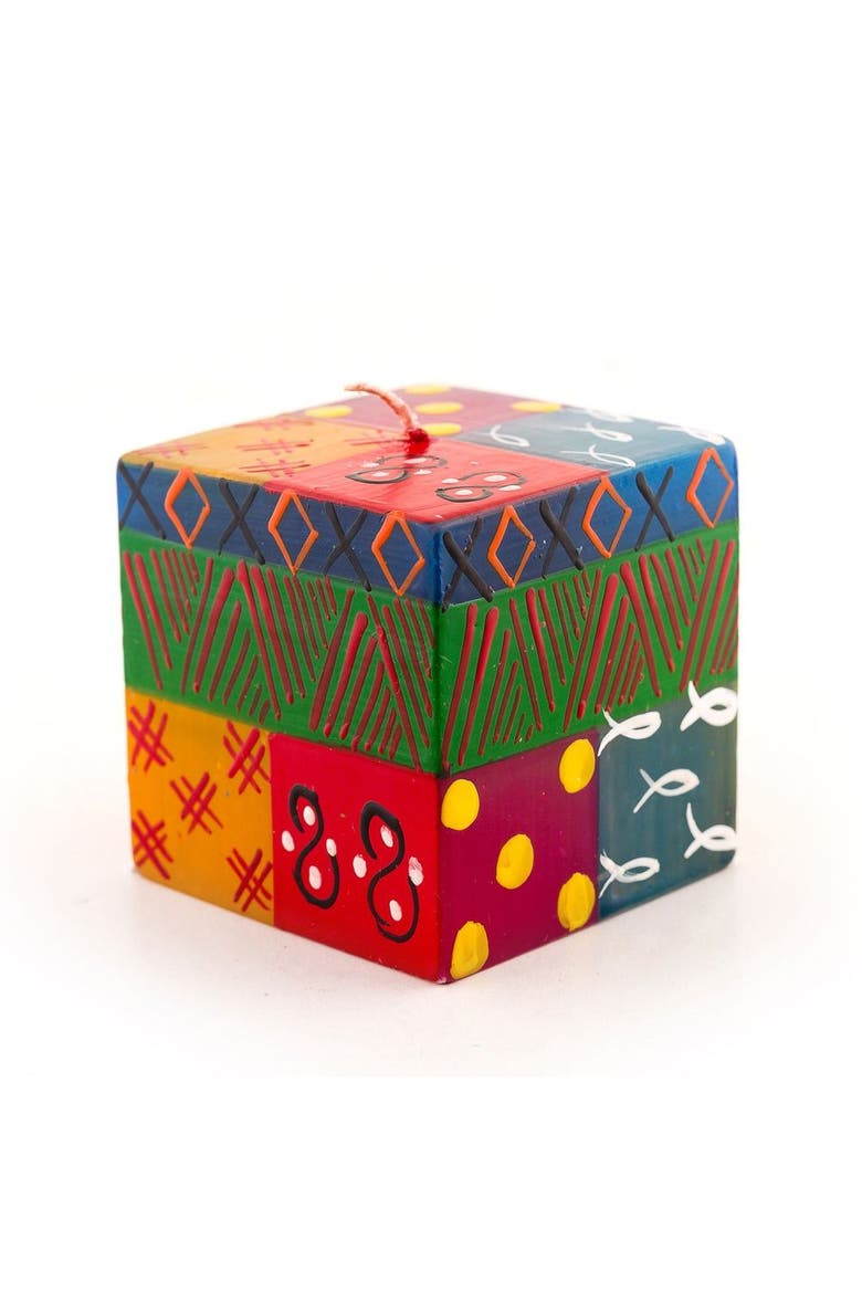 Multi Color Painted Cube Candle, Main, color, Multi Color - 3x3x3"