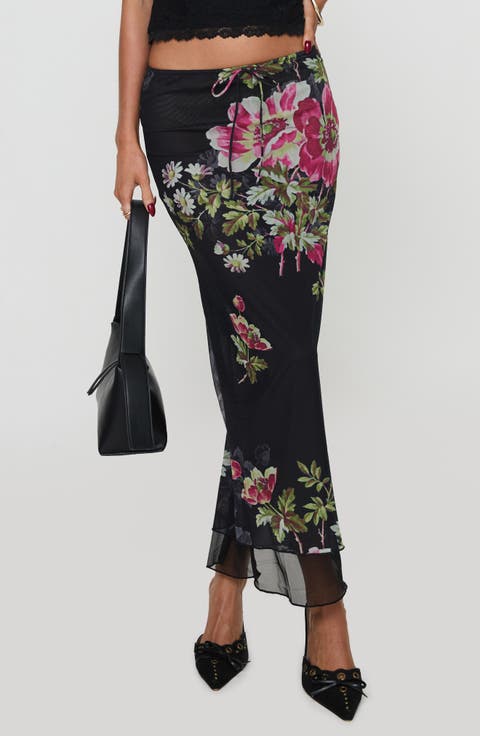 Paganio Floral Print Maxi Skirt