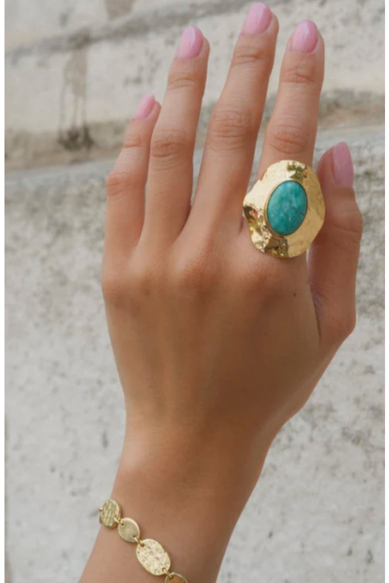 Amazonite Cabochon Statement Ring, Alternate, color, GOLD