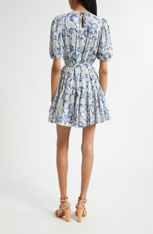 Ulla Johnson Rosalie Short Sleeve Mini Dress In Ciel In Multi