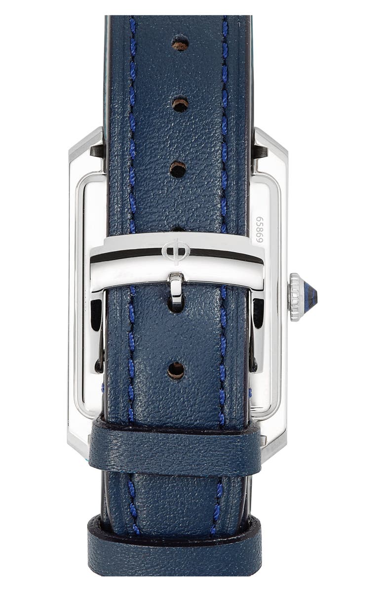 Baume & Mercier Hampton Diamond Leather Strap Watch, 35mm, Alternate, color, Opaline Blue