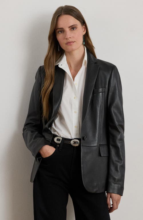 Ralph Lauren Lauren Leather Blazer In Black