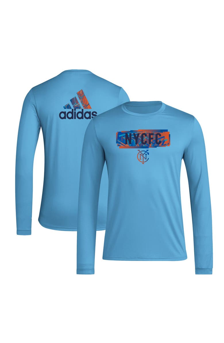 adidas Men's adidas Sky Blue New York City FC Local Pop AEROREADY Long Sleeve T-Shirt, Alternate, color,