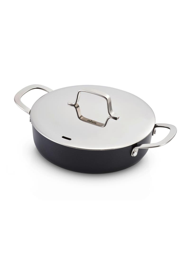 Maestro Ceramic Nonstick Saute Pan with Lid, 3.5-Qt., Main, color, Silver