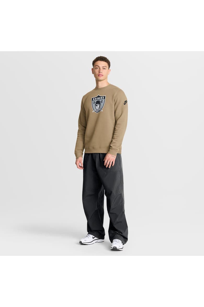 Men's Nike Tan Las Vegas Raiders Swing Pass Rewind Club Pullover Sweatshirt, Alternate, color, Tan