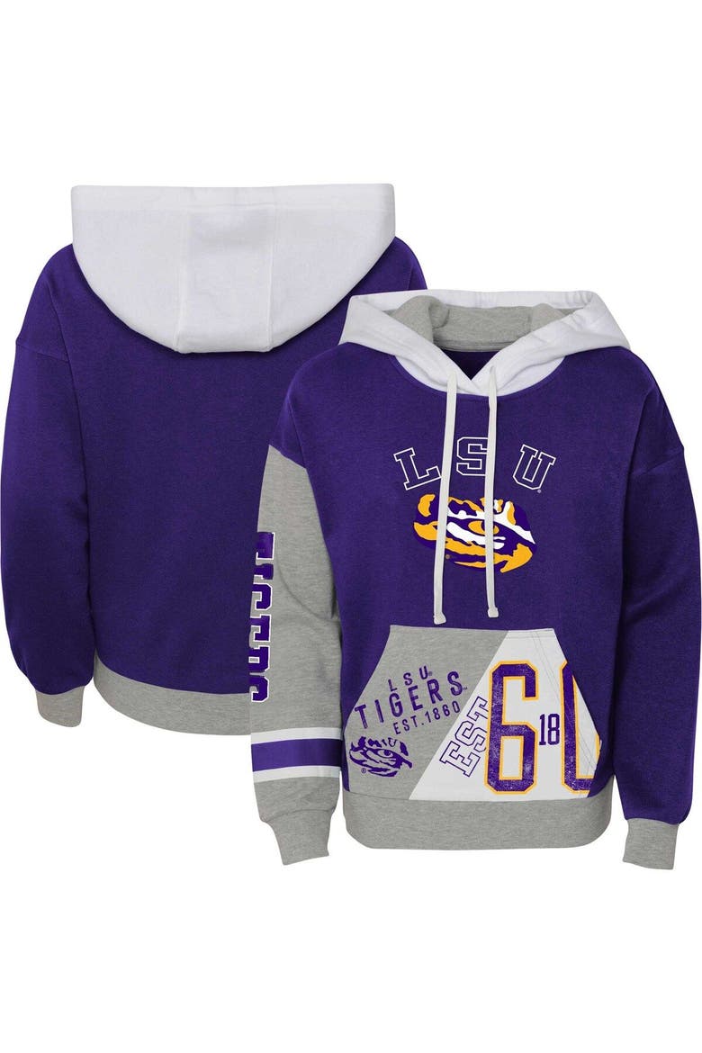 Girls Youth Purple LSU Tigers True Fan Soft Fleece Pullover Hoodie, Main, color, Purple