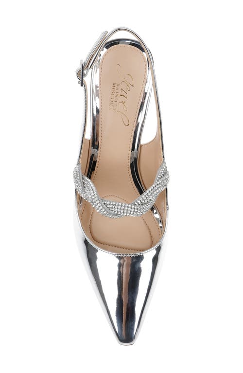 Jewel Badgley Mischka Tierneysildis` Womens Jeweled Manmade Slingback Heels In Silver Disco