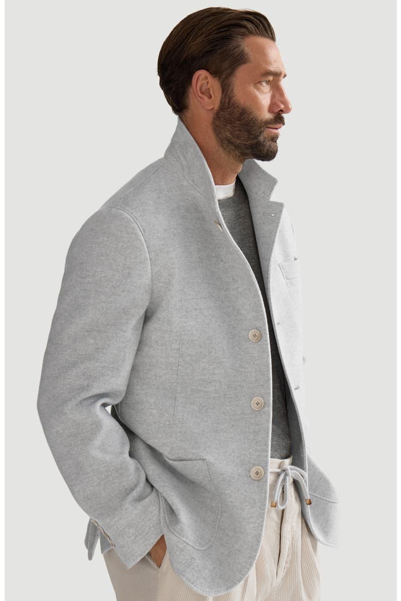 Lightweight water-resistant cashmere outerwear blazer, Alternate, color, Gravel