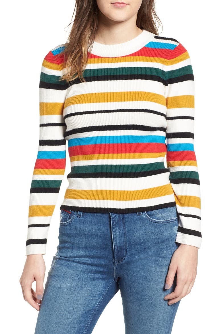 Stripe Rib Knit Sweater, Main, color, MULTICOLOR STRIPE