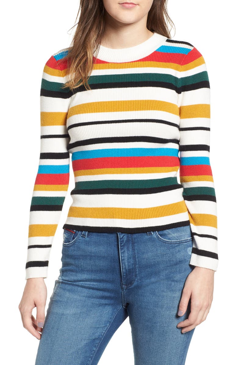 Cotton Emporium Stripe Rib Knit Sweater, Main, color,