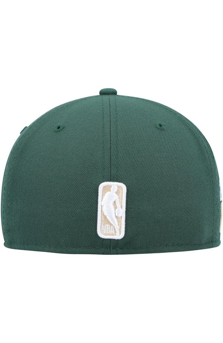 New Era Men's New Era Hunter Green Milwaukee Bucks Champs Trophy 59FIFTY Fitted Hat, Alternate, color,
