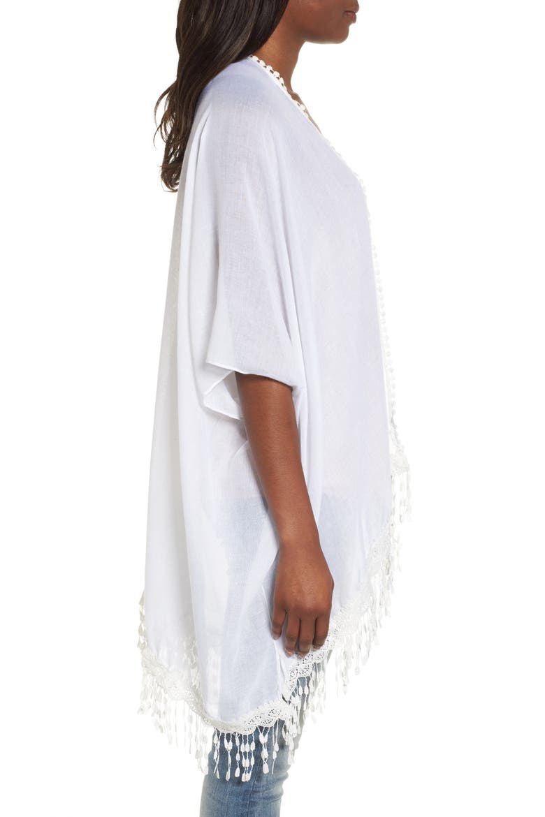 Lace Trim Ruana, Alternate, color, IVORY