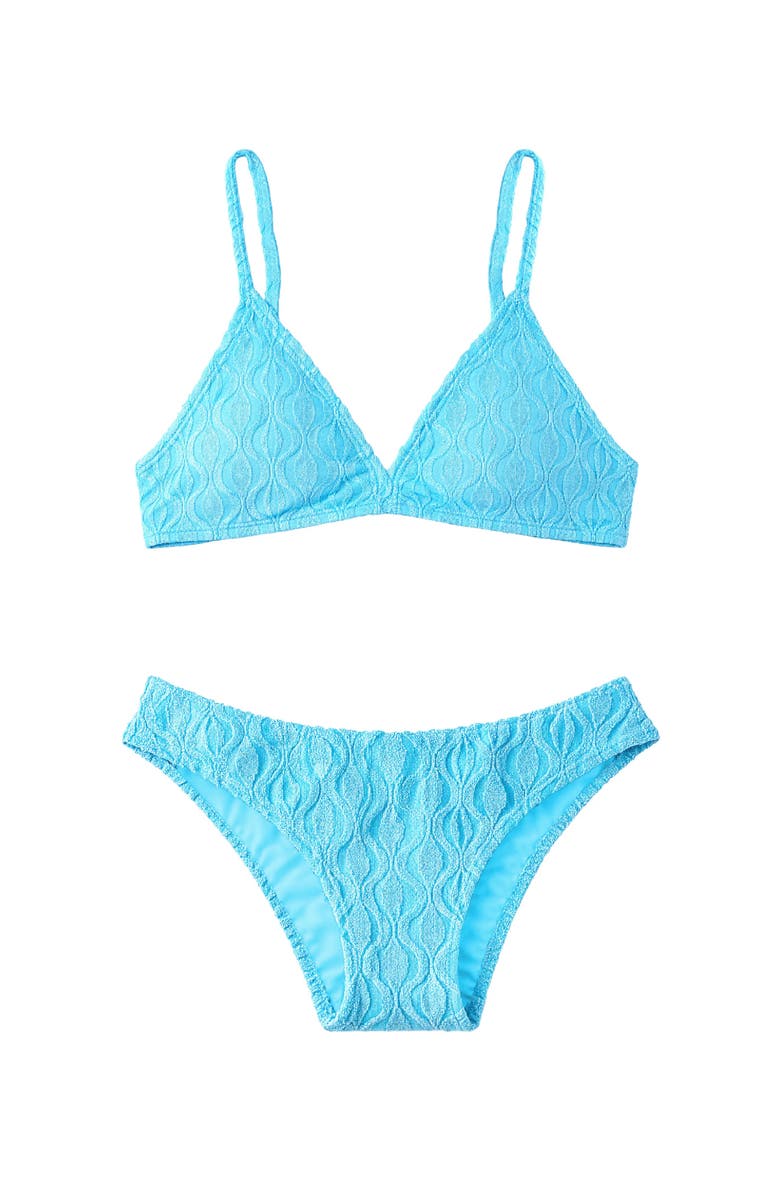 Limeapple Terry Triangle Bikini Swimsuit, Alternate, color, Turquoise