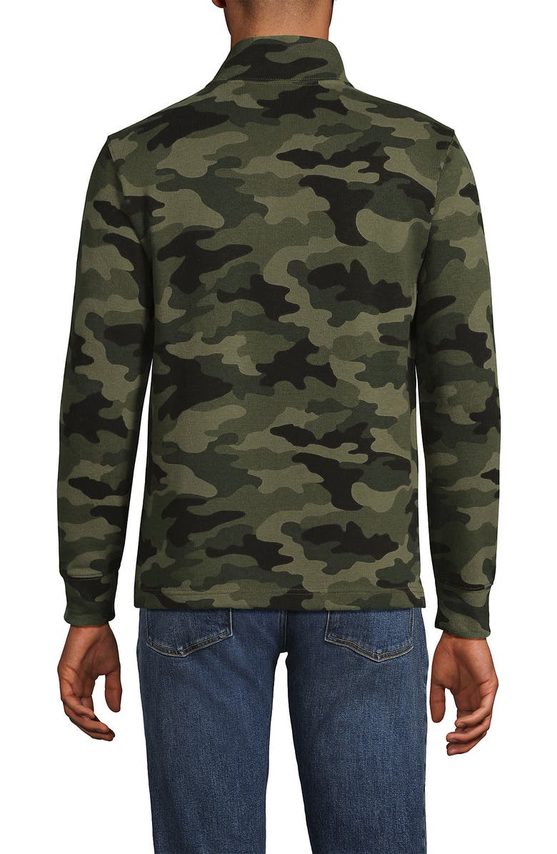 Lands' End Bedford Rib Casual Quarter Zip Sweater, Alternate, color, River Stone Green Camo