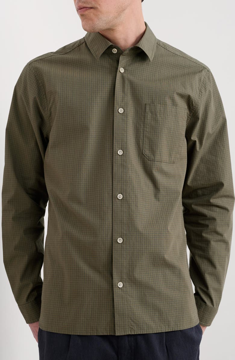 Seasalt Cornwall Turnstone Check Organic Cotton Button-Up Shirt, Main, color, Barley Mow Bramble